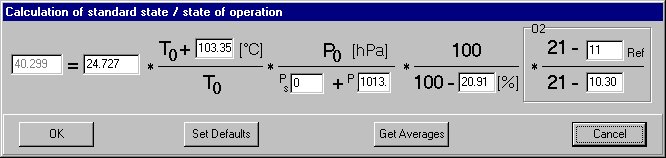 Calculate standard state and state of operation form